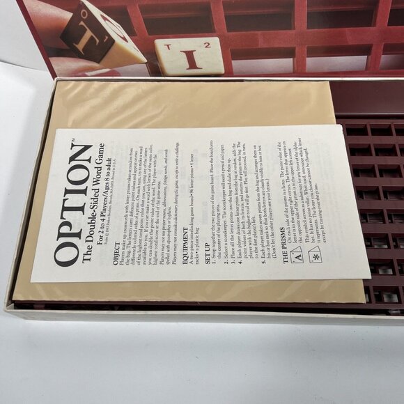 Option Vintage Double Sided Word Board Game Parker Brothers 1983 Complete NIOB - Picture 6 of 9